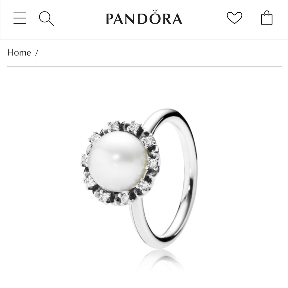 Pandora White Pearl Halo Ring in Silver